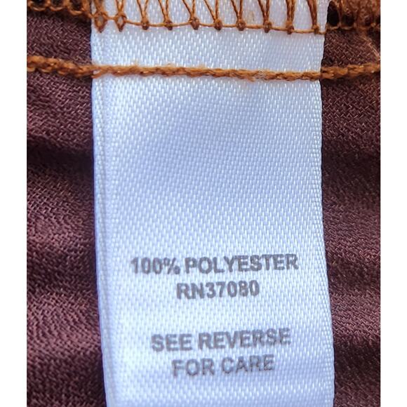 Cato Brown Peach Accordion Pleated Button Ruffled Top XL Short Capped Sleeve - Picture 5 of 5